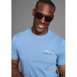 delmao T-Shirt DELMAO, Herren, Gr. 4XL (68/70), blau, Single Jersey, Obermaterial: 100% Baumwolle, bedruckt, slim fit, Rundhals, Shirts T-Shirt, mit dezentem Logo-Schriftzug im Club-Design