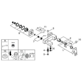 Grohe Eurocube Einhand-Wannenbatterie Wandmontage