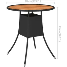 vidaXL Garten-Esstisch Ø 70 x 14 cm Schwarz
