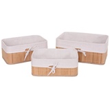 MCW 3er Set Aufbewahrungskorb MCW-C21, Korb Aufbewahrungsbox Ordnungsbox Sortierbox Regalkorb, Bambus ~ naturfarben