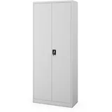 Jan Nowak Aktenschrank aus Metall abschließbar Büroschrank Metall hoch Werkstattschrank Metall Dokumentenschrank Büro 220 x 90 x 40 cm mit 5 verstellbaren Fachböden Grau
