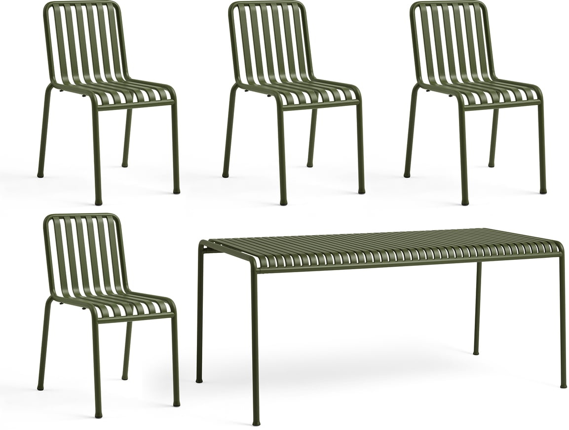 HAY - Palissade Tisch + 4x Chair, olive