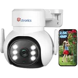 ctronics 690 Camera 2.5K 4MP Überwachungskamera Aussen WLAN 2,4/5GHz, PTZ IP Kamera Outdoor Personenerkennung mit Automatischer Verfolgung, 30M Farbnachtsicht 2560x1920, Zwei-Wege-Audio