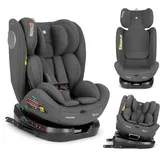 KikkaBoo Kindersitz 9-36 kg mit ISOFIX & 360° Drehung i-MOOVE 2, i-SIZE, 40-150 cm Reboarder, Rückwärts/Vorwärtsgerichtet, Verstellbare Kopfstütze, Liegefunktion, Dunkelgrau