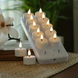 MARELIDA LED Teelichter mit Ladestation wiederaufladbar D: 4cm flackernd 12St.