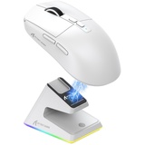 attack shark X6 49g Superlight Maus mit magnetischer Ladestation, PixArt PAW3395 Gaming-Sensor, BT/2,4G kabellose/kabelgebundene Gaming-Maus, 26000 DPI, X3 verbesserte Office-Mäuse für Win11 (weiß)