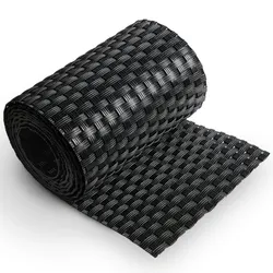 NYVI Polyrattan Sichtschutzstreifen Privafence 255x19 cm - Sichtschutz für Doppelstabmatten Zaun 5 Rollen Schwarz