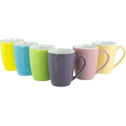 Becher CREATABLE "Universal Fresh Bicolor, Becher 35 cl, 6-tlg.", bunt, 6 tlg., Steinzeug, Trinkgefäße, Frische Farben