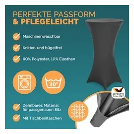 CASARIA Stehtisch klappbar mit Husse 80cm