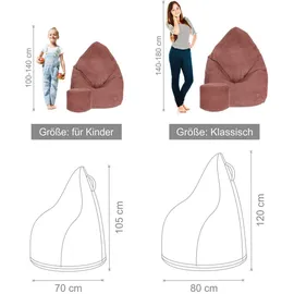 DreamRoots Sitzsack, Kupfer, Textil, 70x105x70 cm, Oeko-Tex® Standard 100, Wohnzimmer, Hocker, Sitzsäcke, XXL Sitzsäcke