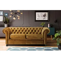 Home Affaire Chesterfield-Sofa »Chesterfield Home 3-Sitzer B/T/H: 192/87/75 cn«, mit edler Knopfheftung und typischen Armlehnen gelb