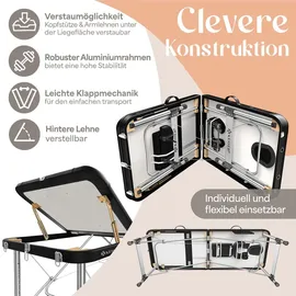 Kesser KESSER® Massageliege klappbar & höhenverstellbar 3 Zonen Massagebett Massagetisch Kosmetikliege Therapieliege Aluminium + 10x Gesichtsauflage mit Kopfstütze Armlehnen & Tasche