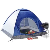 Relaxdays Pop Up Zelt Strand, Wurfzelt, 2-3 Personen, kleines Packmaß, UV Schutz 50+, HxBxT: 135 x 200 x 200 cm, blau, One Size