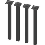 Element System 4 Stück Stahlrohrfüße eckig, Tischbeine, Möbelfüße inklusive Anschraubplatte, 40 cm, 10 Abmessungen, schwarz, 4 farben, 18133-00302