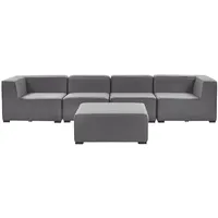 BELIANI Lounge Set Grau Polsterbezug Modular 4-teilig Linksseitig Ecksofa mit Ottomane Outdoor u. Indoor für 4 Personen Garten Terrasse Wintergarten - Grau/Schwarz