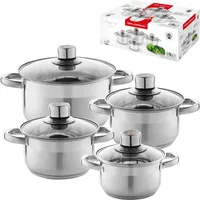 TOPFSET 4 tlg. INDUKTION Kochtopfset EDELSTAHL Töpfe mit Deckel FLORINA PABLO - Silber
