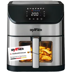 Grafner Doppel-Heißluftfritteuse 8 Liter Edelstahl digital 1800 Watt