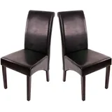 2er-Set Stuhl Lehnstuhl Esszimmerstuhl M37 Leder, schwarz, dunkle Füße