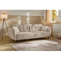 Jockenhöfer Gruppe Big-Sofa Spa, im Retrolook mit Wellenfederung, und frei im Raum stellbar, inkl. 7 Kissen beige|grau