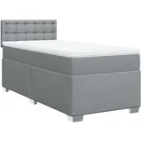 vidaXL Boxspringbett mit Matratze Hellgrau 100x200 cm Stoff