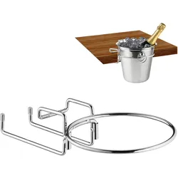 Relaxdays Sektkühlerhalter, Tischhalterung für Weinkühler mit 18cm Ø, platzsparend, Sektkübelhalterung aus Eisen, silber