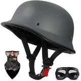 HALYING Mofa Helm Halbschalenhelm mit ECE-Zertifizierung - Chopper Helm Retro Jethelm für Erwachsene Männer/Frauen (ABS-Auffangschicht/Elastisches Innenfutter) - Schnellverschlussschnallen