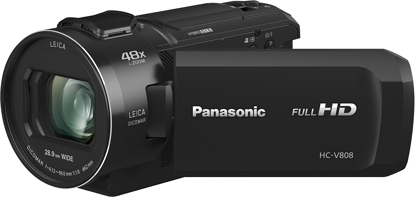 Panasonic HC-V808EG-K Full HD Camcorder (LEICA DICOMAR Objektiv, Full HD 50p Video, 24x opt. Zoom, opt. Bildstabilisator, WiFi, Wireless Twin Camera)