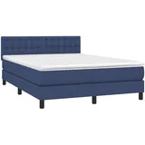 vidaXL Boxspringbett mit Matratze Blau 140x200 cm Stoff
