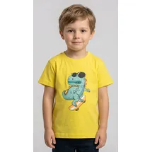 blue seven T-Shirt BLUE SEVEN, Jungen, Gr. 104, sonne, Single Jersey, Obermaterial: 100% Baumwolle, bedruckt, unifarben, Basic normal, Rundhals, Shirts T-Shirt, mit kleiner Reißverschlusstasche mit tollem Effekt