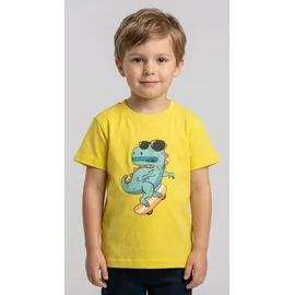 blue seven T-Shirt BLUE SEVEN, Jungen, Gr. 104, sonne, Single Jersey, Obermaterial: 100% Baumwolle, bedruckt, unifarben, Basic normal, Rundhals, Shirts T-Shirt, mit kleiner Reißverschlusstasche mit tollem Effekt