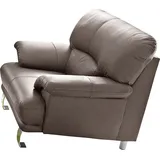 TRENDMANUFAKTUR Sessel "Cecilia, Loungesessel im italienischen Design, hoher Sitzkomfort", grau (taupe), B:112cm H:87cm T:89cm, Microfaser PRIMABELLE (100% Polyester);NaturLEDER (echtes Rindsleder) in Sitz und Rücken.