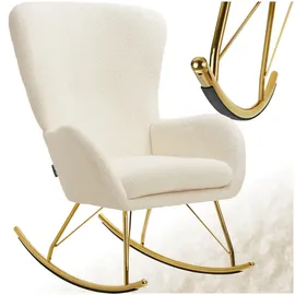 Tectake Schaukelstuhl Creme, Gold, Kunststoff, 70x100x93 cm, Wohnzimmer, Sessel, Schaukelstühle