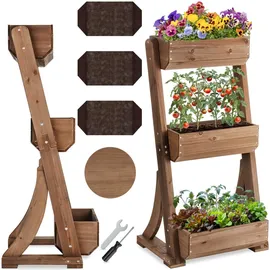 Tectake Vertikalbeet Flora 60 x 49 cm Braun