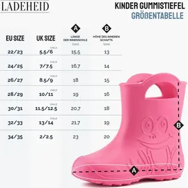 Ladeheid Eva Kinder Gummistiefel für Jungen Mädchen Regenschuhe Bequeme und wasserdichte Regenstiefel Kinder LA-CA-01 (metallisches Blau-2, 32/33 EU