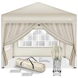 tillvex Pavillon Gartenpavillon 3x3m Wasserdicht Gartenzelt Pop Up, Wasserdicht, höhenverstellbar, UV Schutz 50+, inkl. Tasche