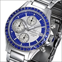 FIREFOX - CHRONOGRAPH MIT ZIRKONIASTEINE - blau / 37 MM