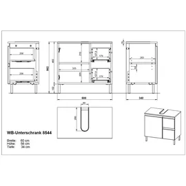 Germania Waschbeckenunterschrank »Salinas« ¦ Maße (cm): B: 60 H: 56 T: 34.0