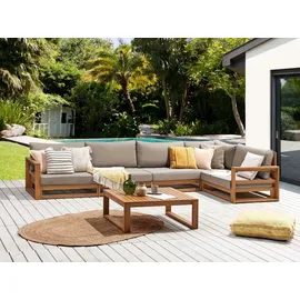 Beliani Lounge Set 5-Sitzer Loungeset Hellbraun