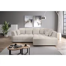 werk2 Ecksofa WERK2 "Tiga, Komfortsofa mit elekt. Auszugsfunktion, bequem, L-Form", beige, B:207cm H:72cm T:286cm, 100% Polyester, Sofas, Ecksofa, Pure Wohlfühlgarantie: Ausziehbare Sitztiefe, XXL-Ottomane & Kissen.