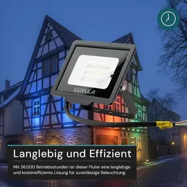 LUXULA LED Fluter 20 W Aluminium, Glas IP65 mit Fernbedienung schwarz