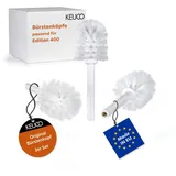 Keuco Ersatz Toiletten-bürstenkopf, austauschbar, im 3er Set lose, 20,2x6,7cm, weiß, Original Hersteller, Wc-bürste Ersatzbürstenkopf