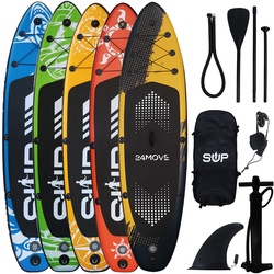 24MOVE® Standup Paddle Board SUP, inkl. umfangreichem Zubehör, Paddel und Hochdruckpumpe, ORANGE, 366x80x15cm