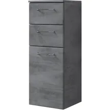 Saphir Quickset 945 Badschrank mit 1 Tür, 2 Schubladen 35 x 90,5 x 33 cm Oxid Dunkelgrau