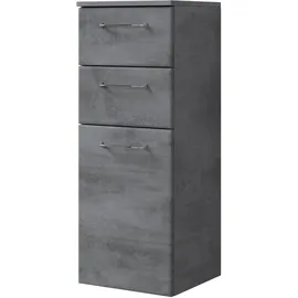 Saphir Quickset 945 Badschrank mit 1 Tür, 2 Schubladen 35 x 90,5 x 33 cm Oxid Dunkelgrau