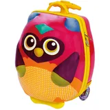 Bino Happy Trolley! Eule, Kindertrolley mit Rollen und ausziehbarem Griff (Kinderkoffer mit 3D Eulen Motiv, kindgerechtes Design, Reisezubehör für Kinder aus hochwertigen Materialien), Mehrfarbig