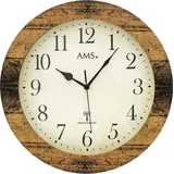 AMS Funkwanduhr F5560 (Made in Germany,Quarz,Holz,Wohnzimmer,Küche,Arbeitszimmer, Flur) braun