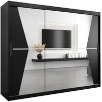 Abiks möbel MÖBEL Kryspol Schwebetürenschrank Schwarz, Kunststoff, Nachbildung, 9