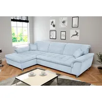 DOMO collection Ecksofa Franzi, wahlweise mit Bettfunktion, Bettkasten und Kopfteilverstellung, blau