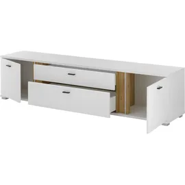 Home Affaire Long Island Lowboard 200 cm Weiß Kunststoff/Metall/Holzwerkstoff