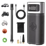 OneAmg Elektrische Luftpumpe 12V 5200 mAh Tragbare Akku Kompressor Fahrradpumpe Elektrisch 150PSI Luftpumpe Auto mit LCD-Bildschirm und LED-Licht für Fahrräder,Motorräder, Autos,USB-Powerbank